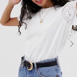 ASOS white embroidered sleeve tee